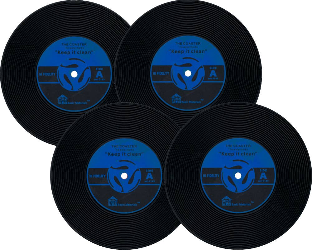 Vinyl Record Shaped No Slip Silicone - Coaster - Pack Of 4
