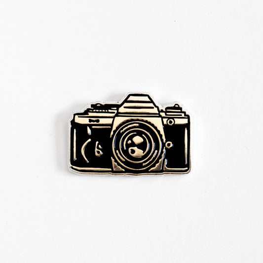 Film Camera Enamel Pin - Metallic Silver