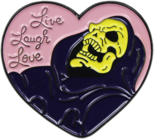 "Live Laugh Love" - Skeleton In Purple Robe - Enamel Pin