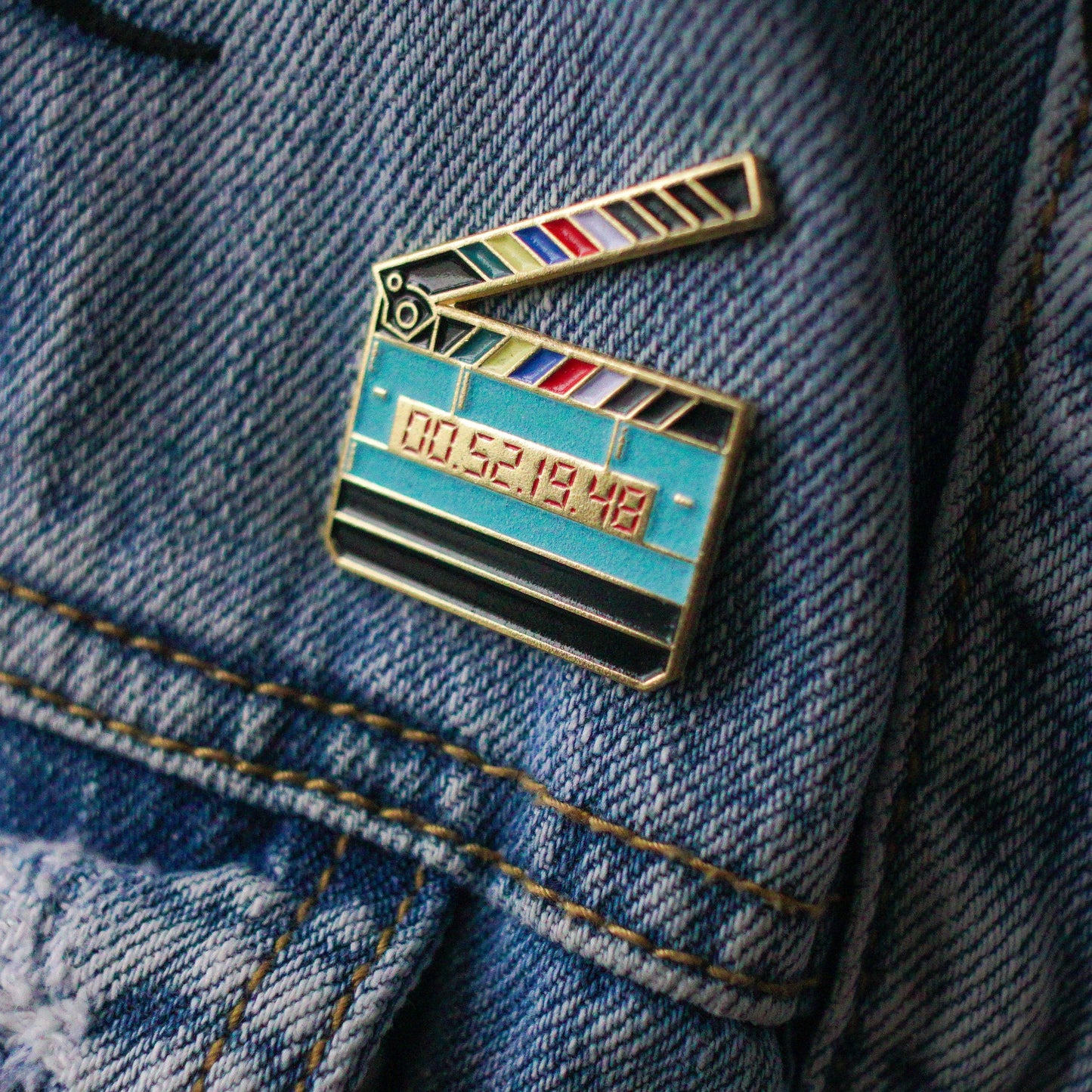 Glow in the Dark Movie Slate Clapper Enamel Pin