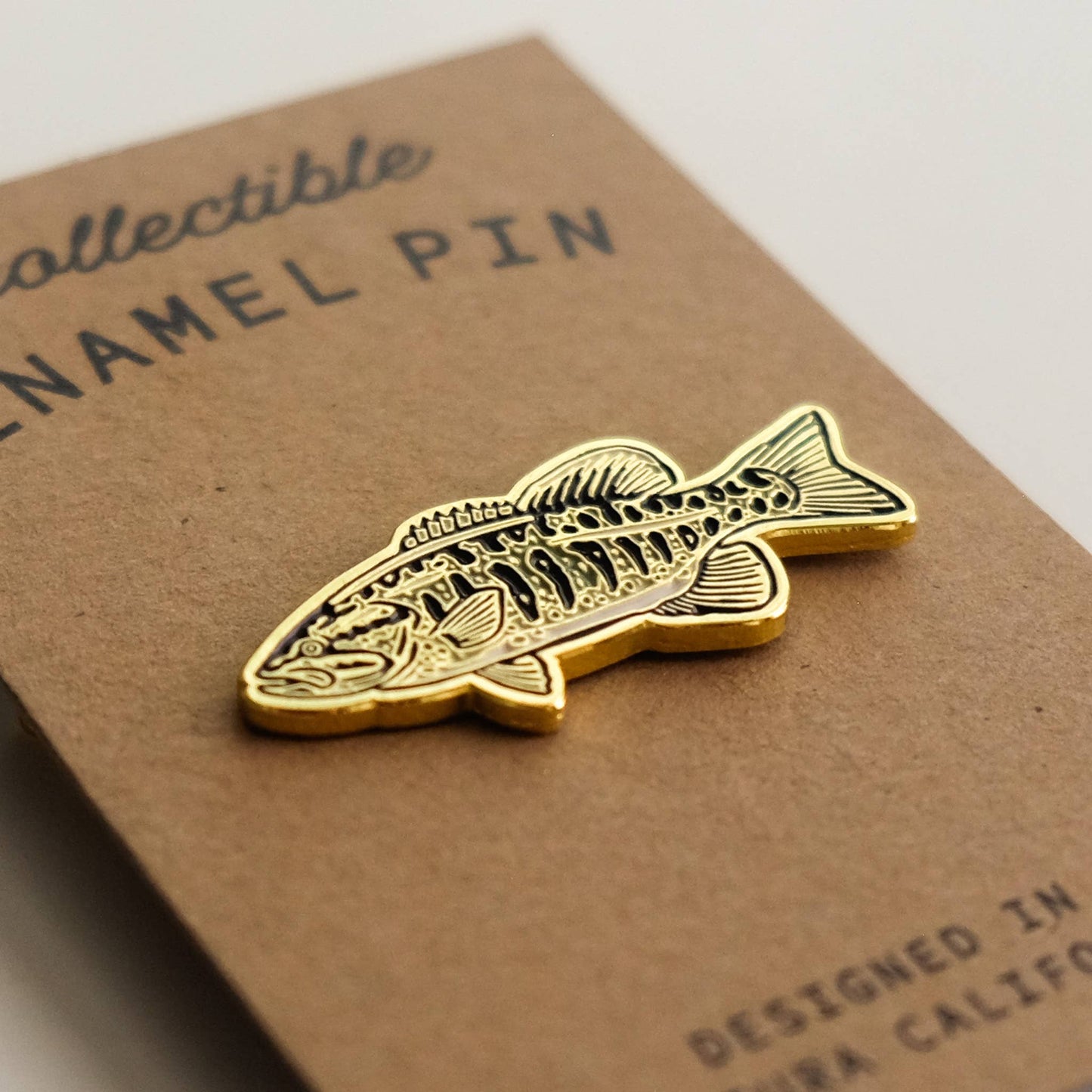 Smallmouth Bass - Metallic Gold Enamel Pin