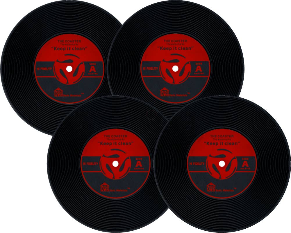 Vinyl Record Shaped No Slip Silicone - Coaster - Pack Of 4