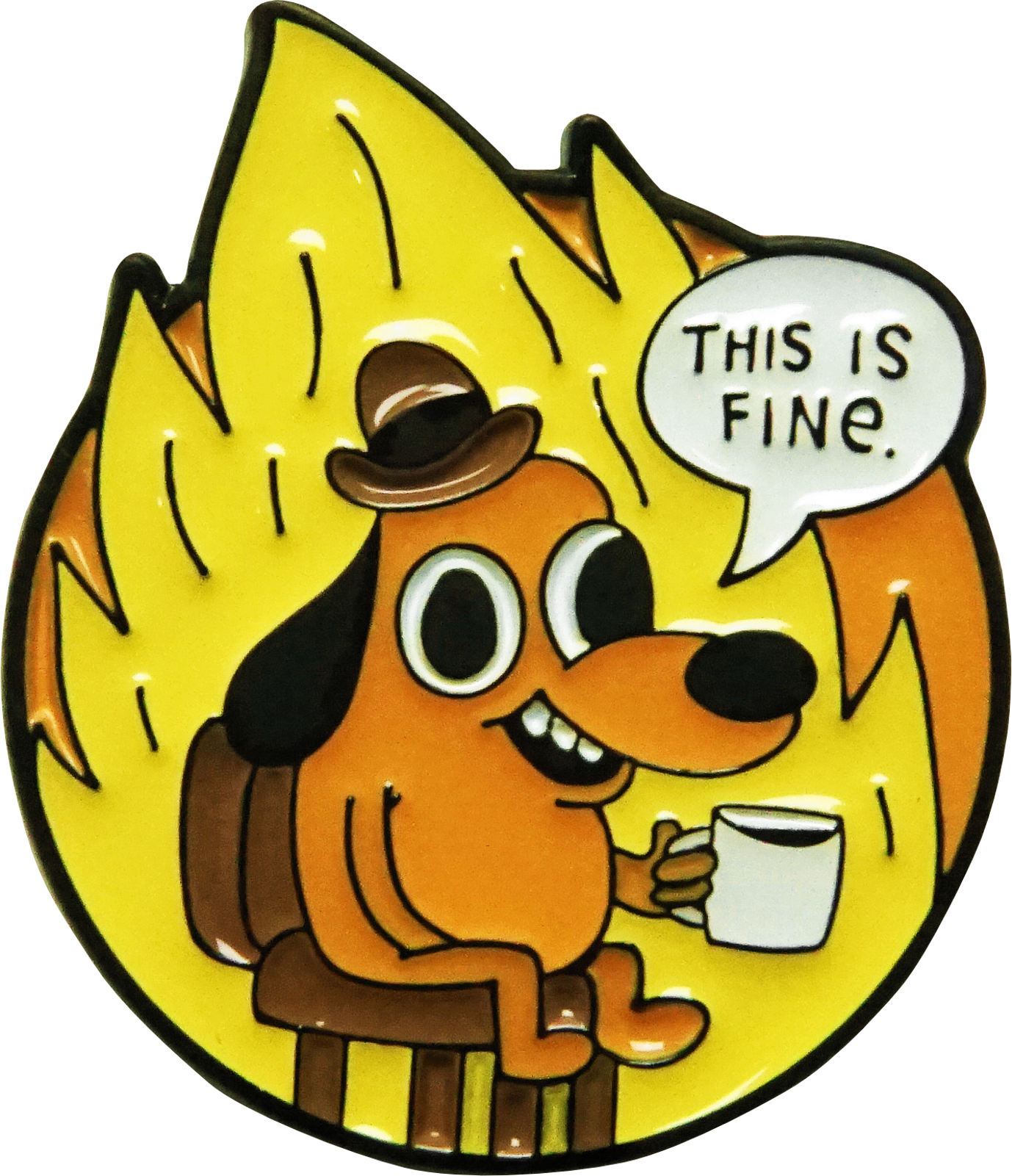 Kc Green - "This Is Fine" Question Hound Meme - Enamel Pin