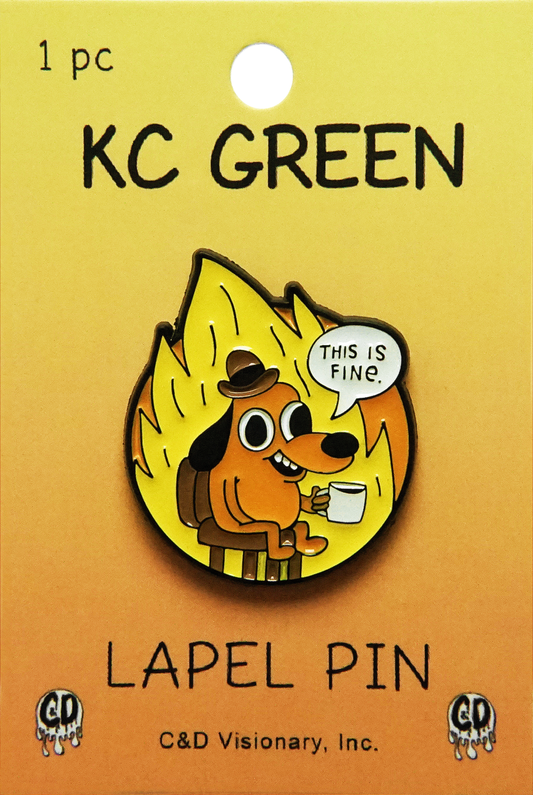 Kc Green - "This Is Fine" Question Hound Meme - Enamel Pin