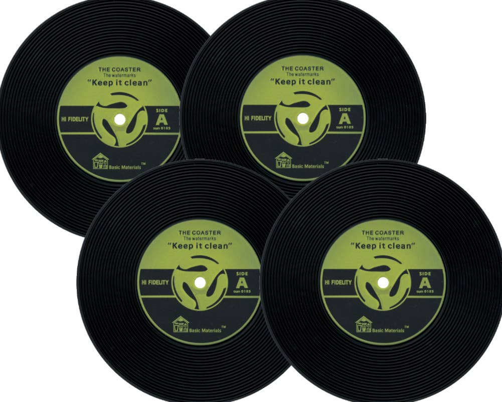 Vinyl Record Shaped No Slip Silicone - Coaster - Pack Of 4