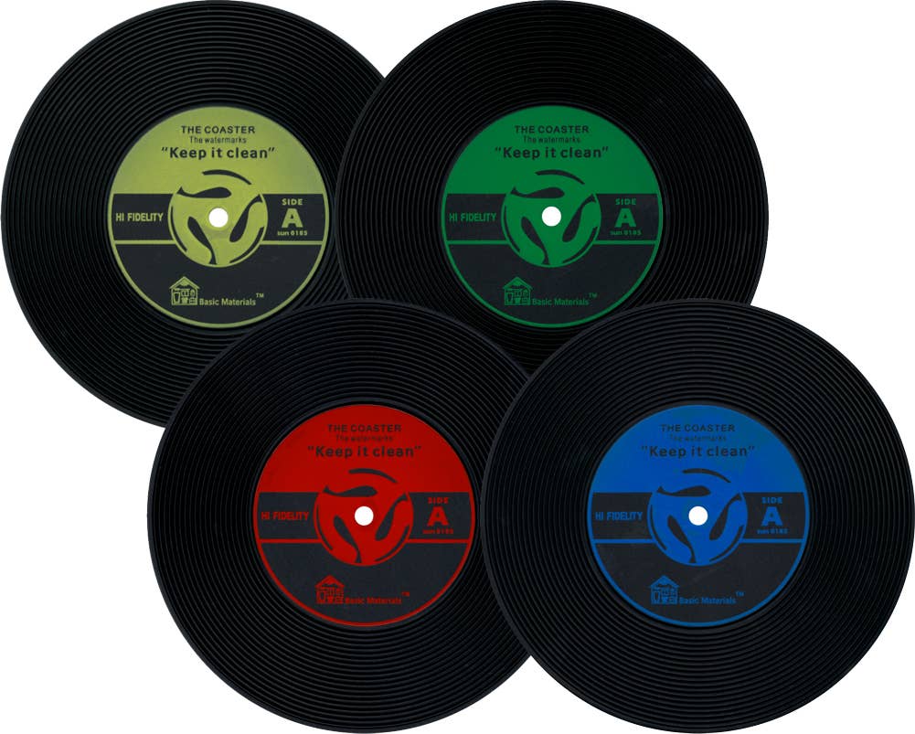 Vinyl Record Shaped No Slip Silicone - Coaster - Pack Of 4
