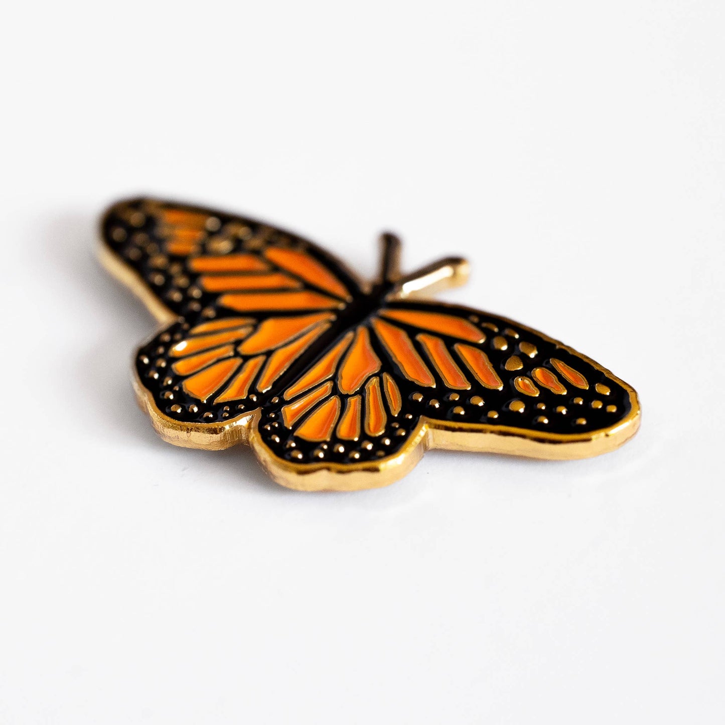 Monarch Butterfly Enamel Pin - Metallic Gold